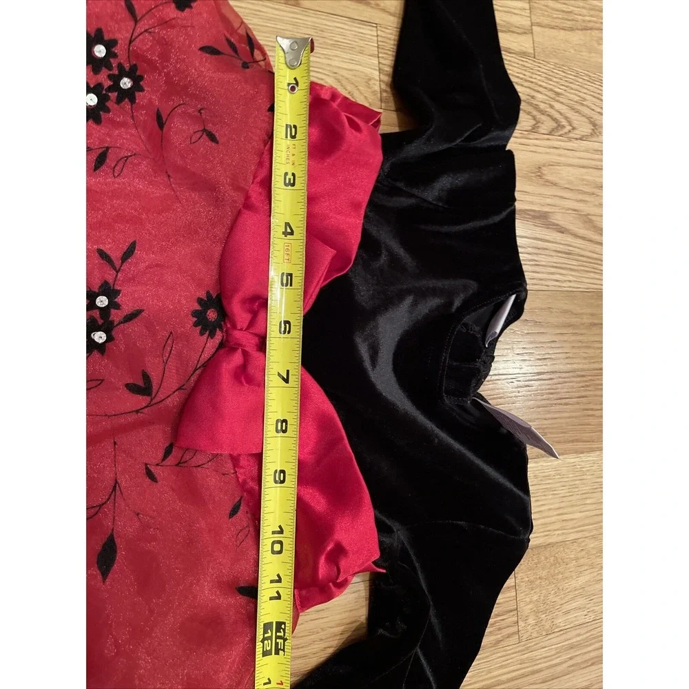 Blueberi Boulevard Flower Girl Princes 3T Dress Red And‎ Bodice Black Velvet